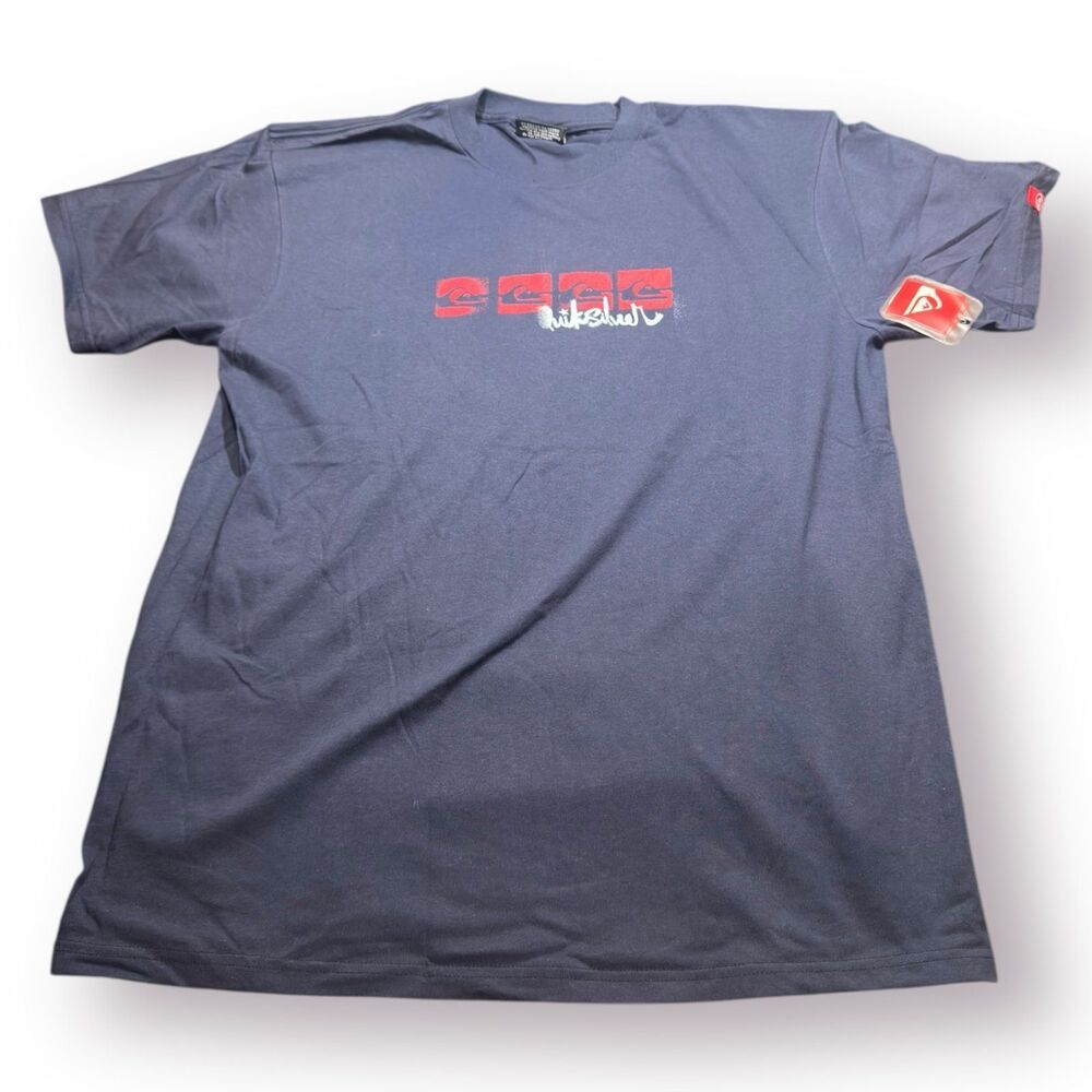 Quiksilver Graphic T-Shirt Size Large Center Logo Vintage 90s New Navy‎ Blue